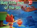 Spel Upptagen liten man vid stranden på nätet