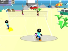 Spel Stickman strandvolleyboll på nätet