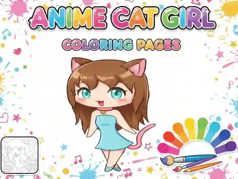 Spel Anime Cat Girl Målarbok på nätet