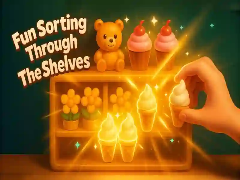 Spel Kul sortering genom hyllorna på nätet