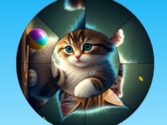 Spel Rund Pussel: Samla Bilder med Söta Kattungar på nätet