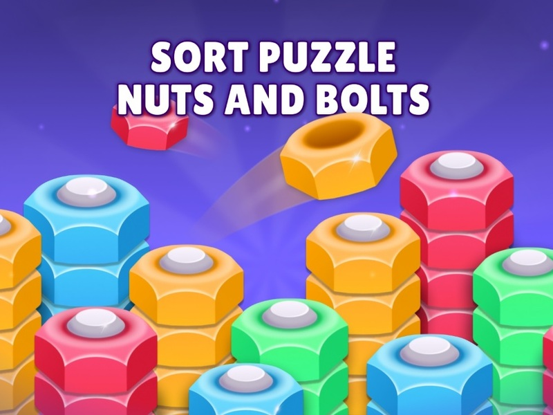 Spel Sortera pusselnötter och bultar på nätet
