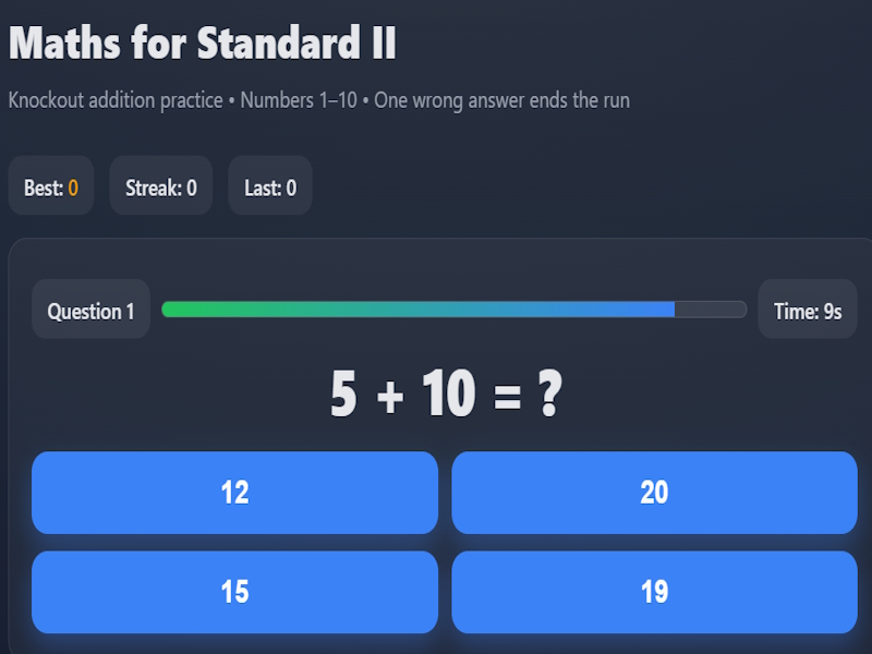 Spel Matematik för standard II på nätet